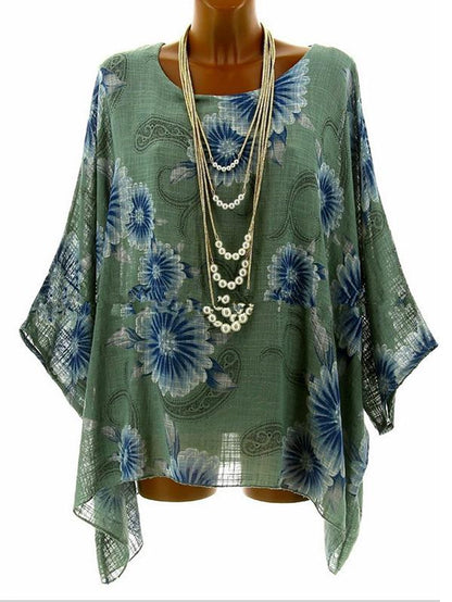 Hot Style Floral Round Collar Blouse