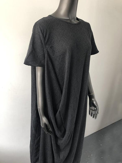 Summer Asymmetric Round-neck Dress