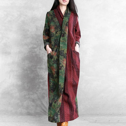 Buykud Printed Split Hem Irregular X-shaped Dress