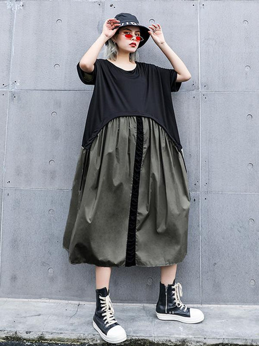 Loose Split-joint A-line Long Dress