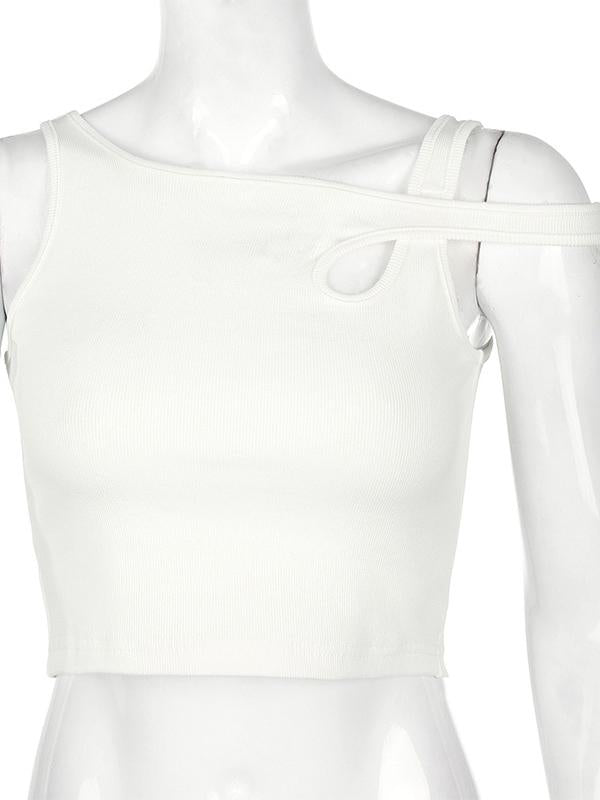 Wrap Solid Color Hollow Exposed Navel Tank