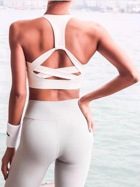 Cross-strap Solid Sports Yoga Tanks