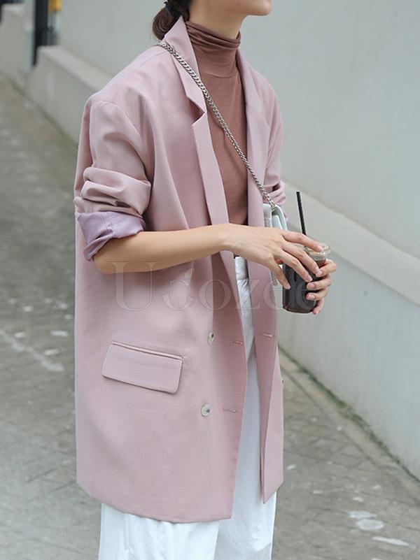 Casual Solid BF Style Suit Outwears