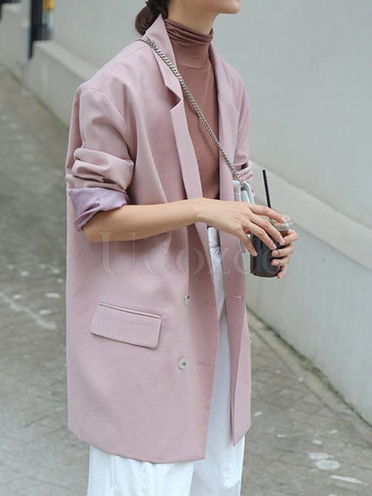 Casual Solid BF Style Suit Outwears