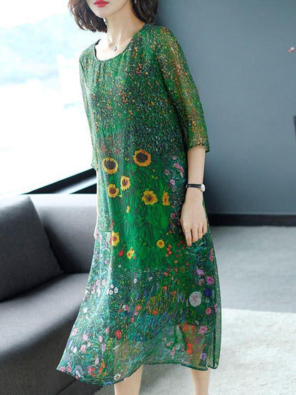 Casual Floral Printed Midi Dress