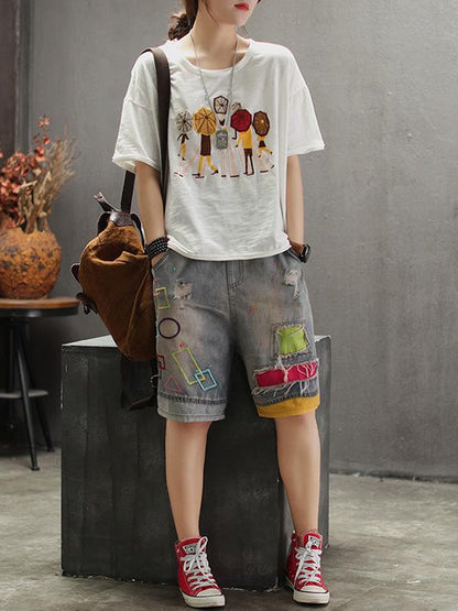 Casual Embroidered T-shirt