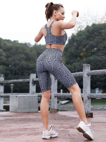Leopard Printed Half Yoga Leggings