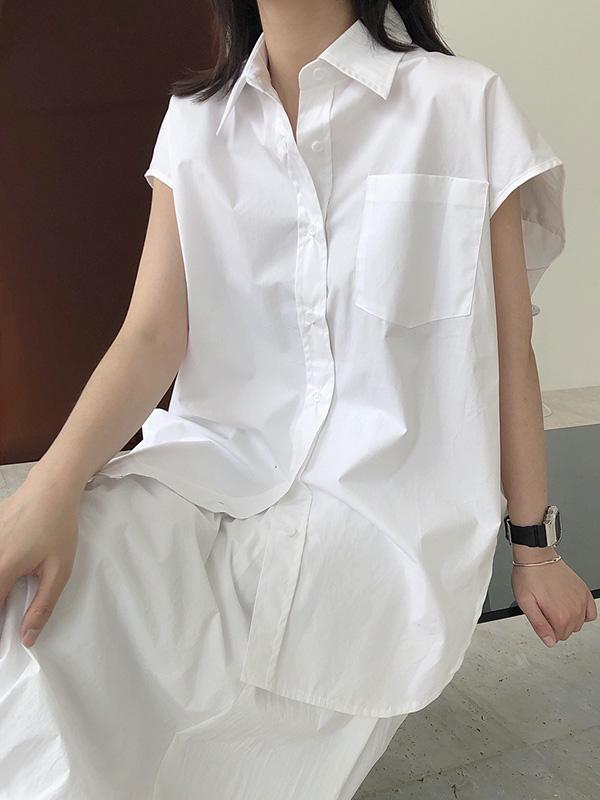 Original Solid Sleeveless Blouses&Shirts Tops