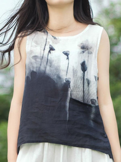 Printed Ink Wash Painting Vest