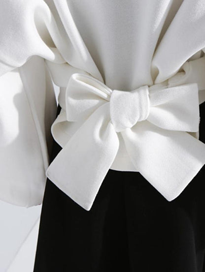 Bandage Bow-Knot Lantern Sleeves Sweatshirt