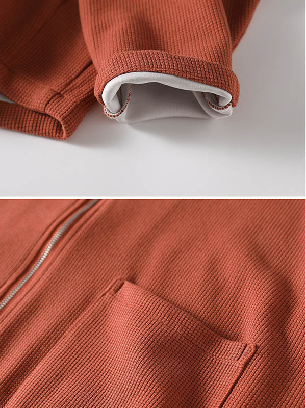Casual Loose Solid Color Hooded Split-Joint Zipper Outerwear
