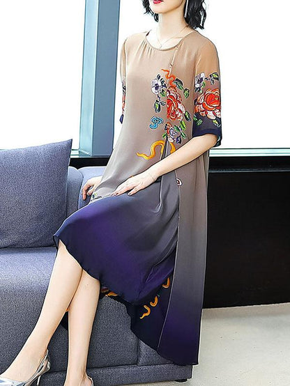 Silk Printed Double Layer Dress