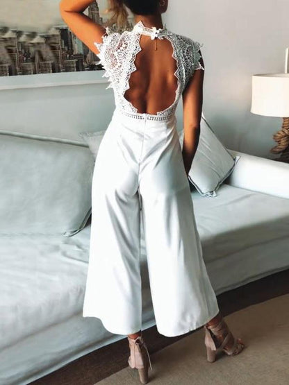 Fashion Lace Wide Leg Jumpsuit