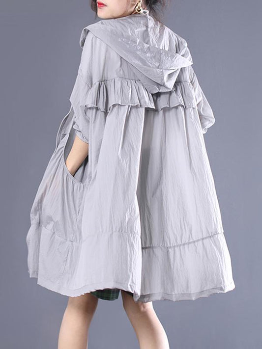 Casual Literary Hoodie Sun-protective Cover-up