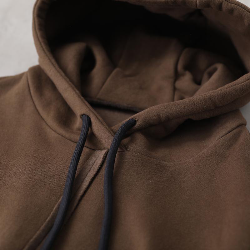 Buykud Pure Color Drawstring Plus Velvet Hoodie