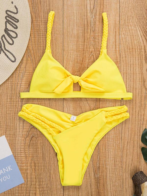 Yellow Knot Top Bikini Set