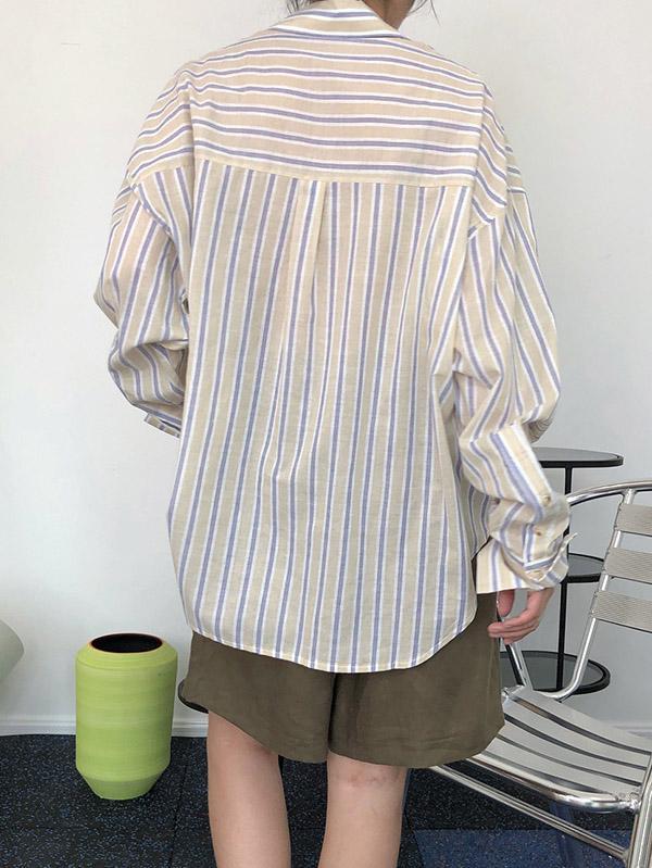 Original Striped Lapel Blouses&Shirts Tops