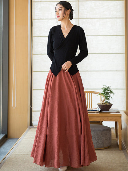 Original Loose Simple Linen Cotton Skirt