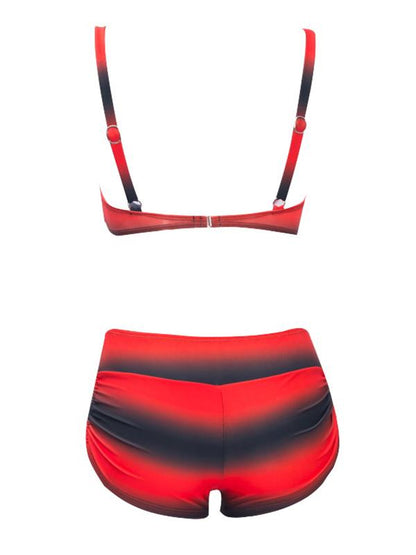 High Waist Black Stripes Bikinis Swimwear