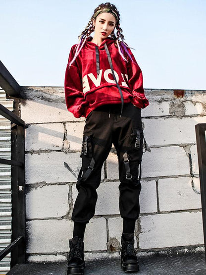 Hiphop Loose Tooling Solid Overalls