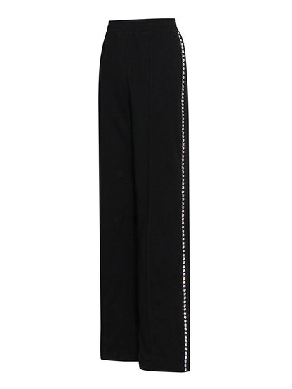 Simple Wide Leg Diamond Encrusted Pants