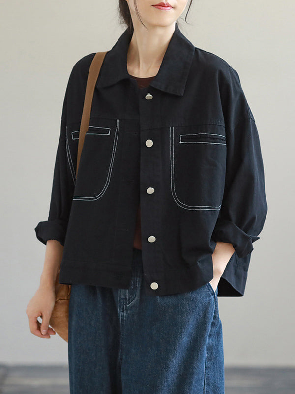 Urban Solid Color Lapel Single Breasted Jacket