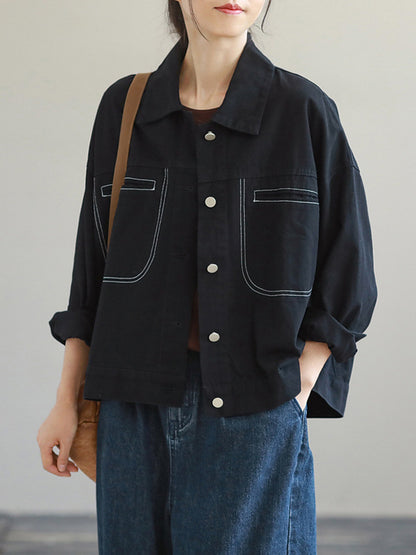 Urban Solid Color Lapel Single Breasted Jacket