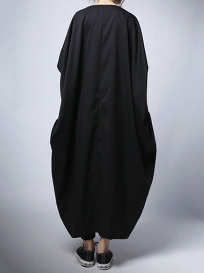 Original Loose Polka-Dot Round-Neck Batwing Sleeves Maxi Dress