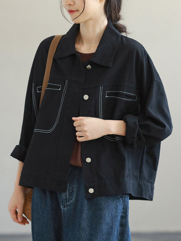 Urban Solid Color Lapel Single Breasted Jacket