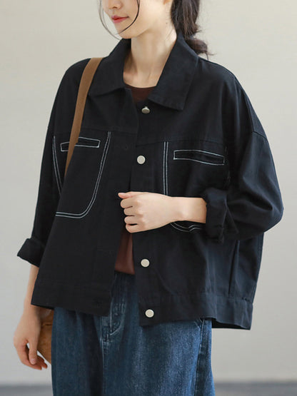 Urban Solid Color Lapel Single Breasted Jacket