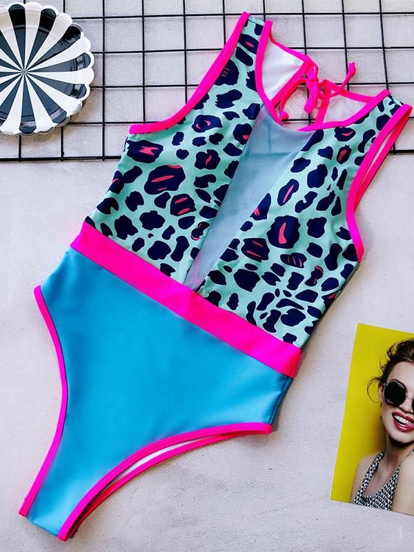 Split-Joint Thin Gauze One-Piece Swimsuit