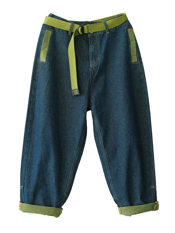 Simple Empire Waisted Wide Leg Harem Jean Pants