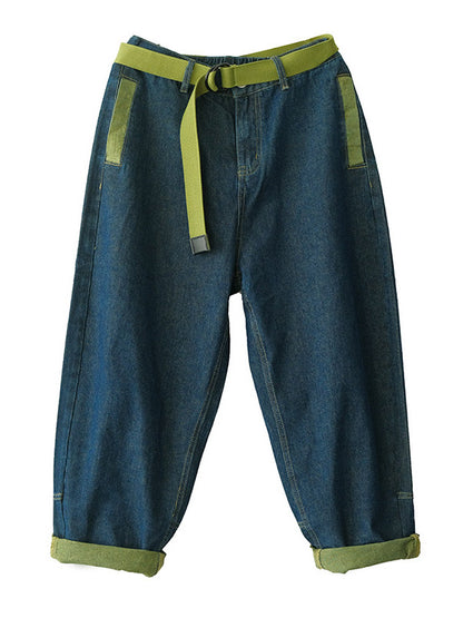 Simple Empire Waisted Wide Leg Harem Jean Pants