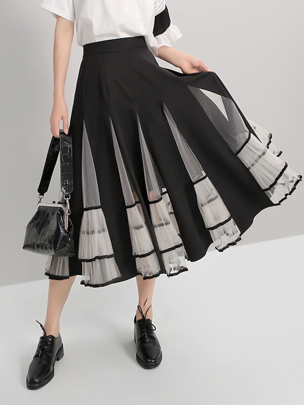 Loose Stitching Mesh Lapel Dress