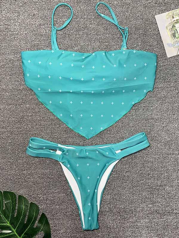 Sexy Belly Pocket Knotted Split Type Bikini Swimsuit