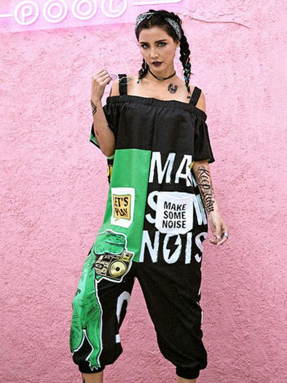 Dinosaur Printed Hip-hop Jumpsuits