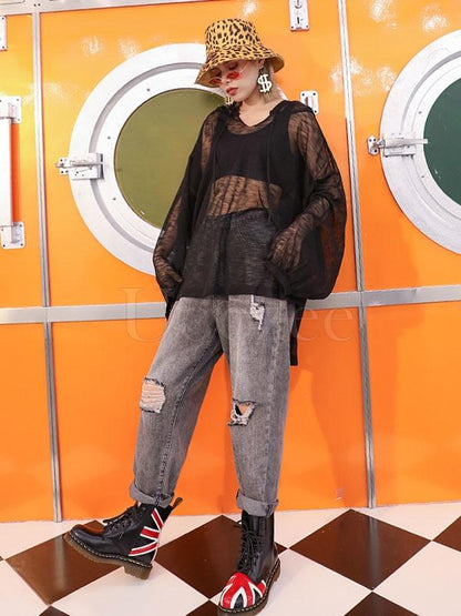 Loose See-through Hoodies