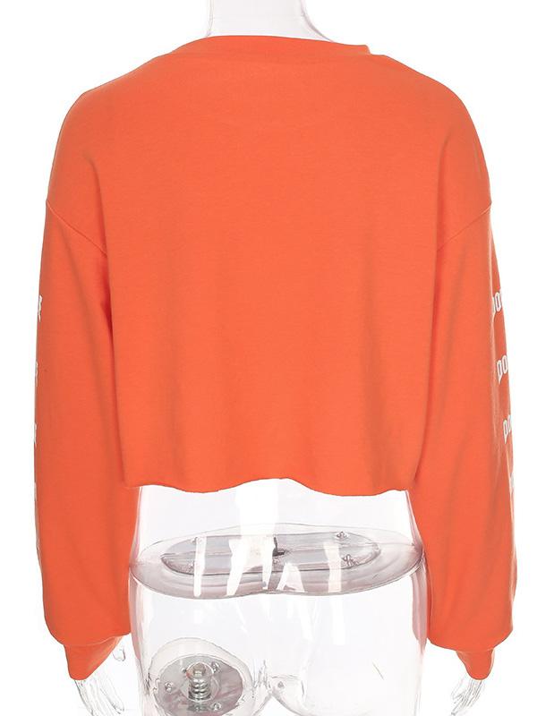 Letter Printed Bare Midriff Sweatshirt