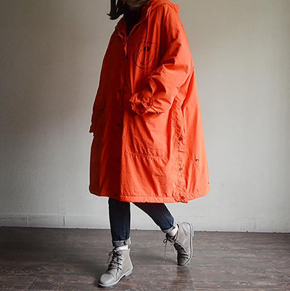 Cartoon Print Hoodies Loose Women Coat