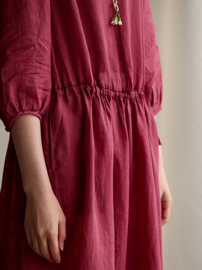 Loose Literary Ramie Cotton Long Dress