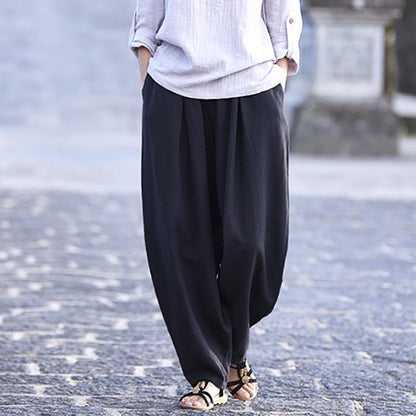 Buykud Comfort Pure Color Ramie Harem Pants