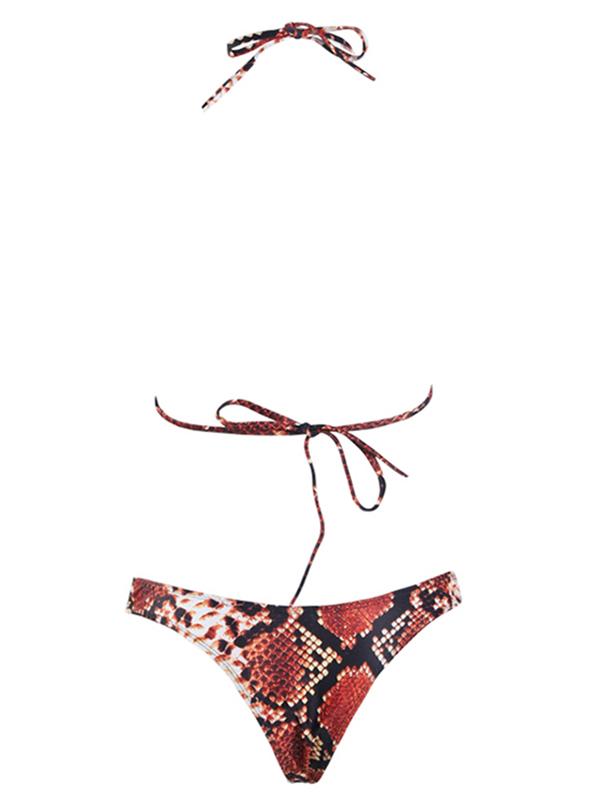 Snakeskini Lace Up Bikini Swimsuit