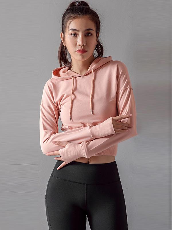Fashion Solid Long Sleeves Sports Hoodies&Sweatshirt Tops