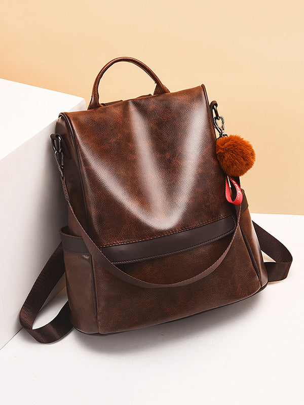 Original Solid Color PU Backpack