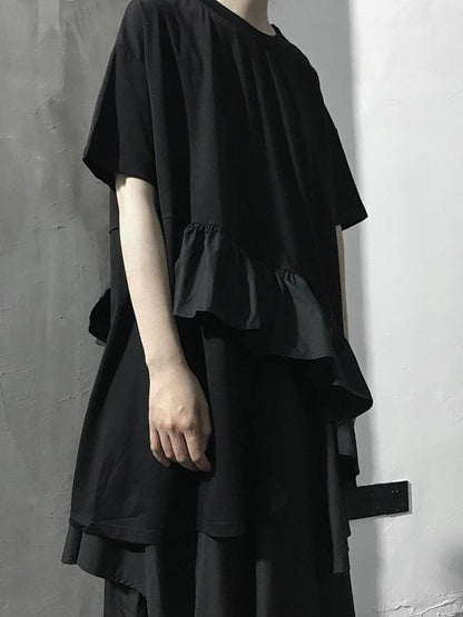 Original Falbala Solid Asymmetric T-Shirt