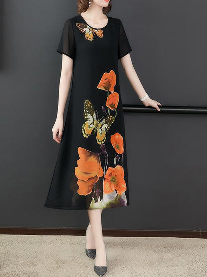 Loose Chiffon Printed Dress