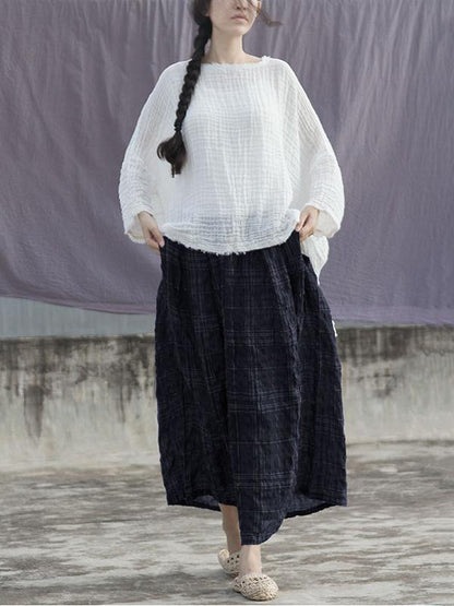 Elastic Simple Ramee Solid Skirt Bottom