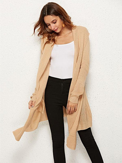 Knitting Long Sleeves Apricot Cardigans Tops