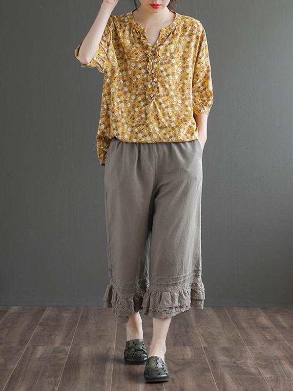 Artistic Retro Floral T-Shirts Tops