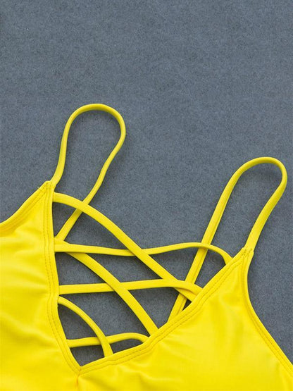 Crisscross Yellow Bikinis Swimwear
